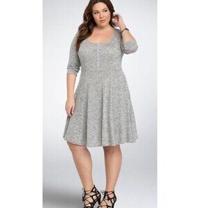 Torrid Heather Gray Knit Henley Skater Dress